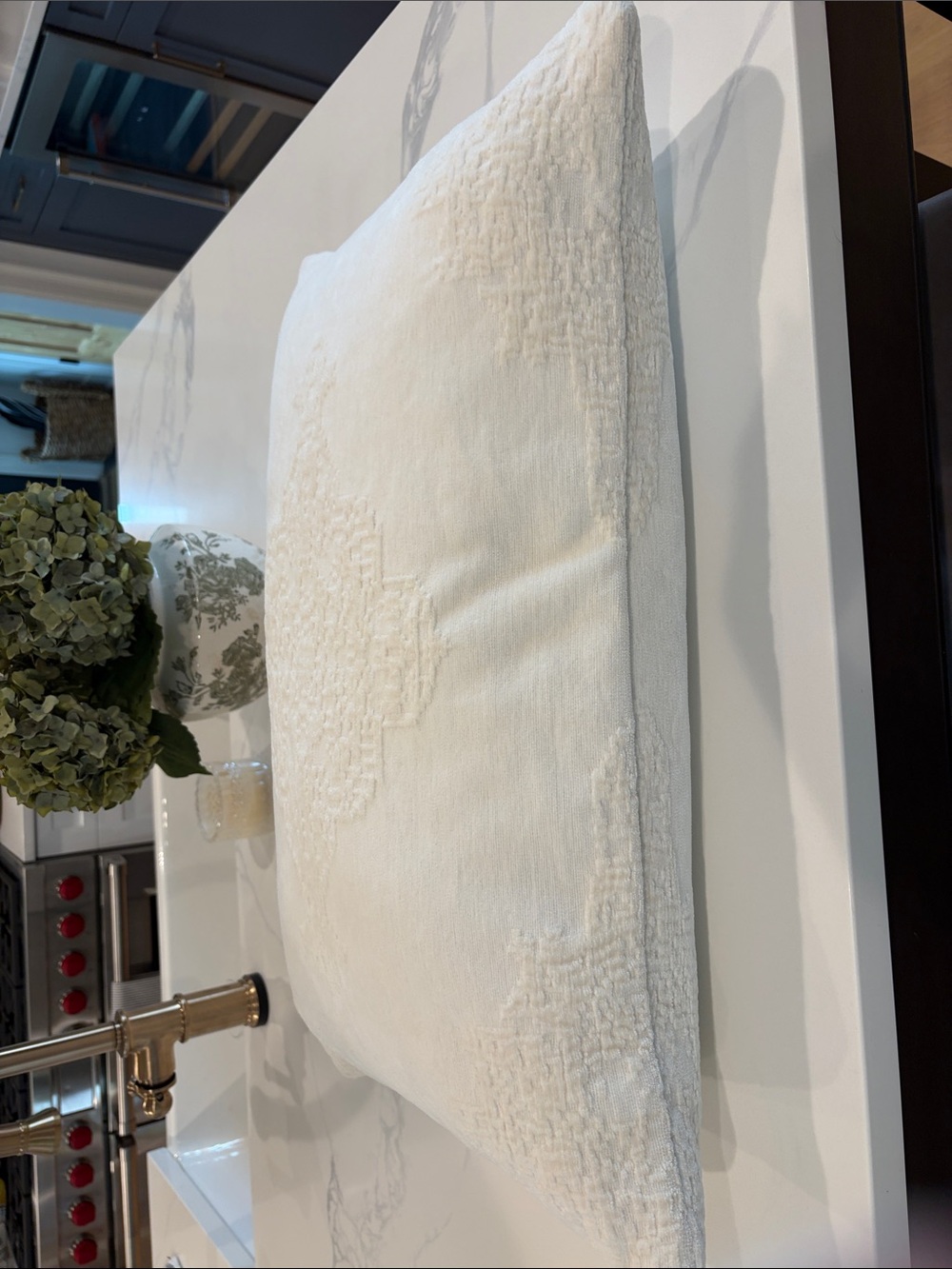 White Decorative Lumbar Throw Pillow - Soft Textured Accent Cushion
